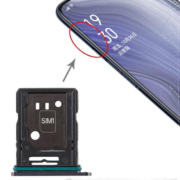 För OPPO Reno 10x zoom SIM-kortfack + SIM-kortfack / Micro SD-kortfack Black