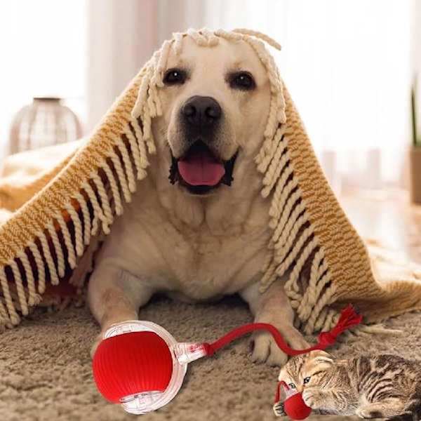 2024 Smart Cat Ball Toys Automatisk Rullande Boll Elektrisk Kattleksak Självstyrande Interaktiv Katt Hund Red