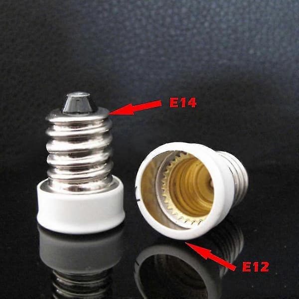 2 st E14 till E12 Adapter Konverterare Lamphållare Bas Sockel För E14 LED Lampa