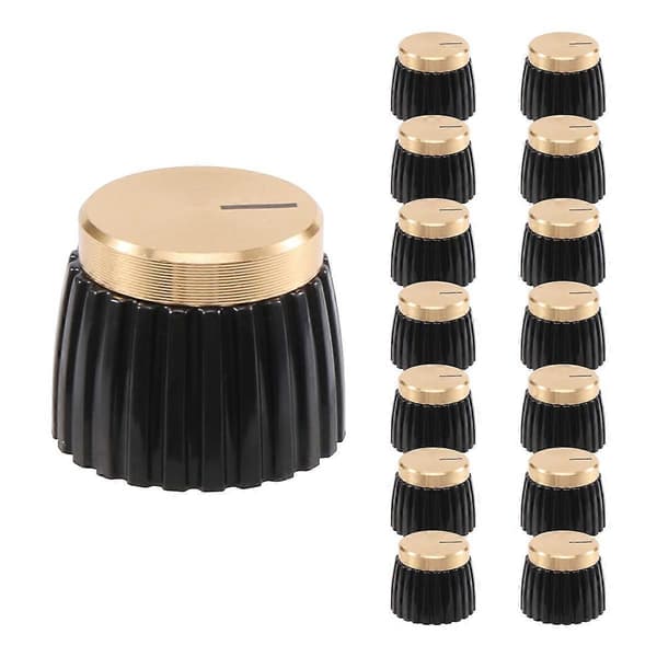 15 st Gitarrförstärkare AMP Tryckknapp med Hatt Passar 6 mm Diameter Potentiometrar Black   Golden