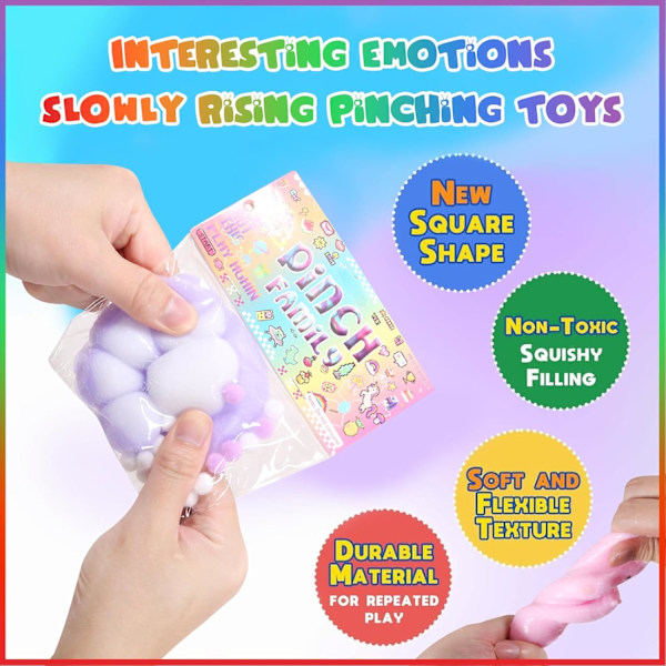 stk. Doughnuts Pinch Family Squishy, Squishy Kattepote - Sjovt og Fuzzy Legetøj til Familien - Kawaii Stressbold, Tilfældig Farve
