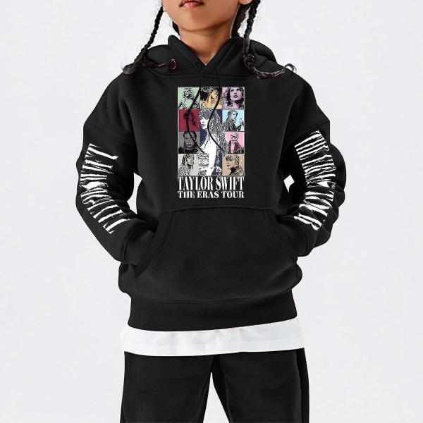 Luvtröjor för flickor 1989 Casual Taylor-tröja Barn Pojkar Swifts Pullover Konsertdräkt med huva för 4-14 år-www 10 to 11 Years 05 black