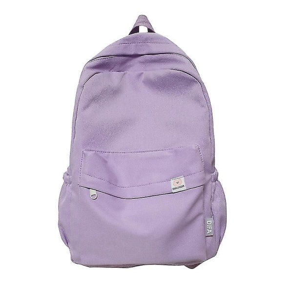 Ny vattentät nylon ryggsäck för kvinnor Kvinnlig resväska Ryggsäckar Skolväska för tonårsflickor Enfärgad bokväska purple