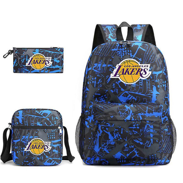 Tredelt skolesekk Lakers-trykt blyantveske Skulderveske Pattern Single shoulder bag
