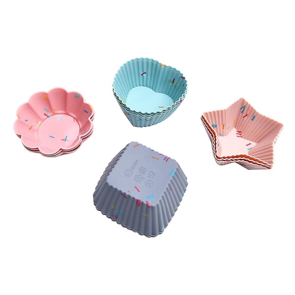 12 stk gjenbrukbare silikon cupcakeformer muffinskakebaking godteri DIY bakevarer kopper bakepanne DIY Dess