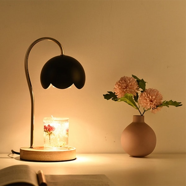 Aromaterapi Lysvarmer Lampe Aromaterapi Voks Smelting Dimbar Metall Lysvarmer Lampe med Trebase for Soverom Europeisk Standard