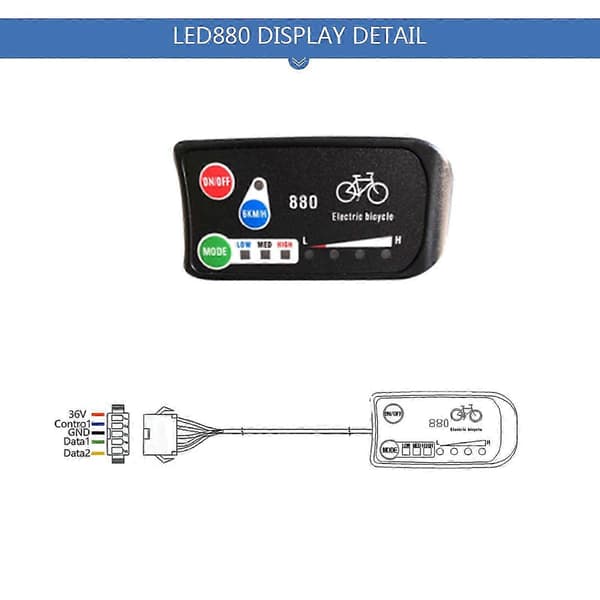 LED Display Kontrolpanel til KT Controller, Elektrisk Cykel EBike 880 LCD Skærm Waterproof connector