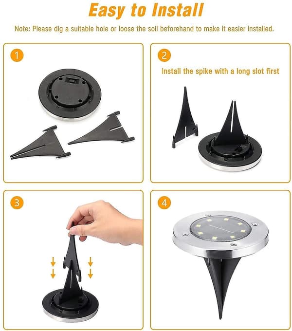 Markbelysning, 12-pack 8 LED Solar Infällda Lampor, Vattentäta, Kallvit