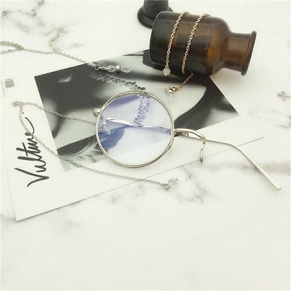 Steampunk-stil monokelbriller retro ensidet brillemodebrille til mænd, CJY silver Chain B
