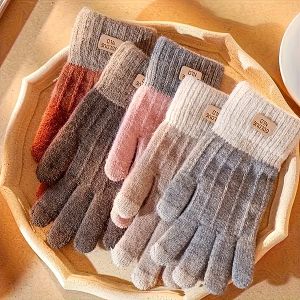 Vinterhansker for kvinner, tykke, elastiske mansjetter, flere farger 【Svart】