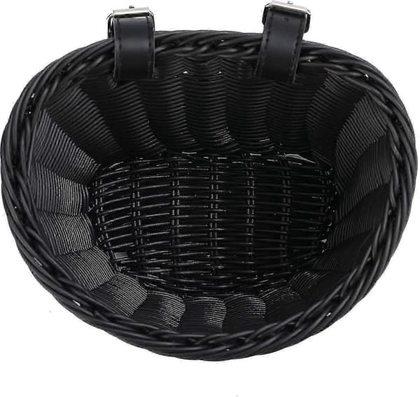 Korgcykelkorg för barn, frammonterad med styrstreamers Black
