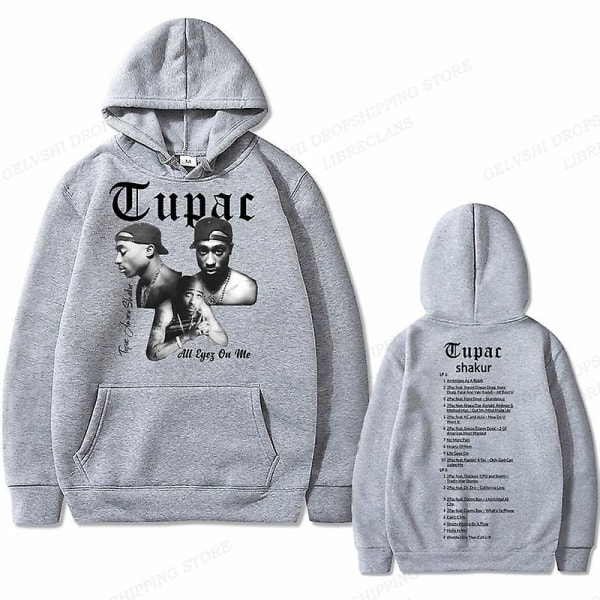 Tupac 2pac Hoodie Herr Dam Mode Luvtröjor Barn Hip Hop Luvtröjor Dam Svettningar Pojke Kappor Rapper Sweats Shakur Träningsoveraller Punk XL 2DF504994-GRAY