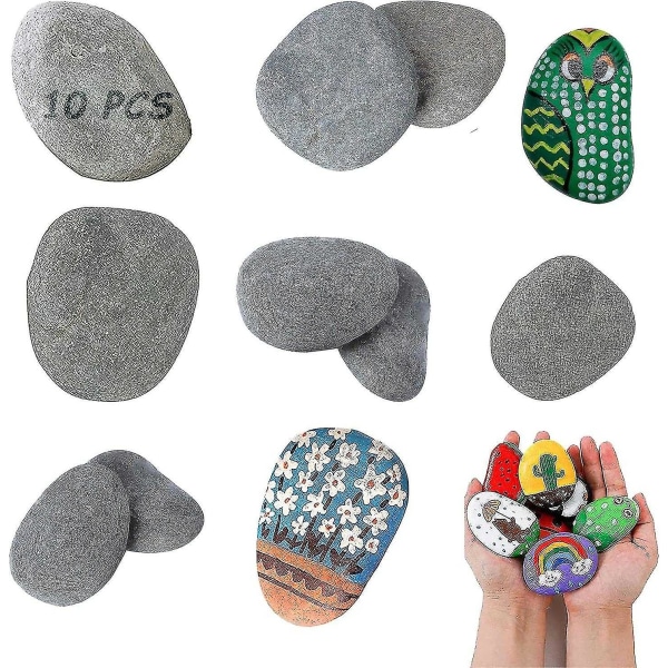 10-pakk flate store steiner for maling - akvariedekorasjon, stranddekorativ grus, håndverk og g
