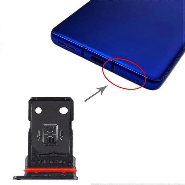 För OnePlus 8 Pro SIM-kortfack + SIM-kortfack Black