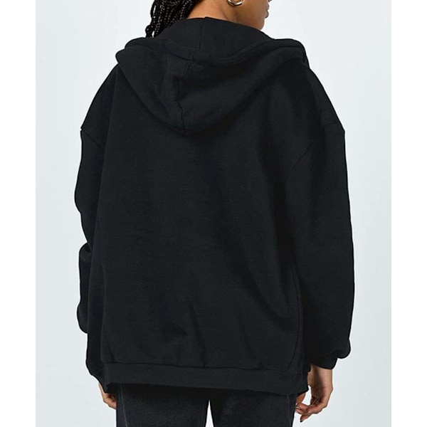 Søt hettegenser for jenter, tenåringsjente, høstjakke, oversized sweatshirt, casual hettegenser med snøring, glidelås, Y2k-hettegenser med lommer, rød red M