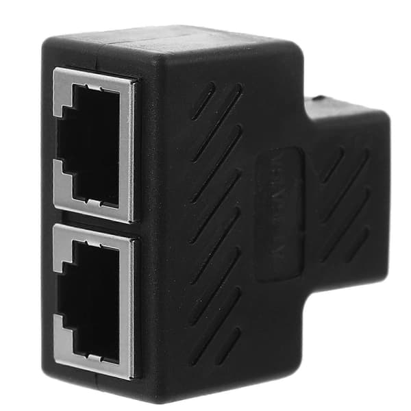 Ethernet Splitter Internett Splitter 1 Til 2 Ethernet Kabel Splitter RJ45 Forlenger Black 3.9x3.7cm