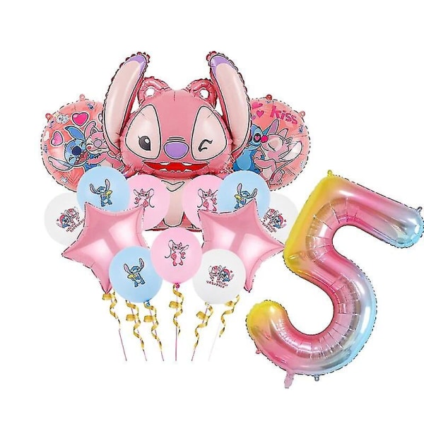 Rosa Stitch Bursdagsfest Dekorasjon Lilo Og Stitch Tema Servise Engel Ballonger Tallerkener Kopper Forbruksvarer For Barn Jenter Høy Kvalitet 10pcs cards