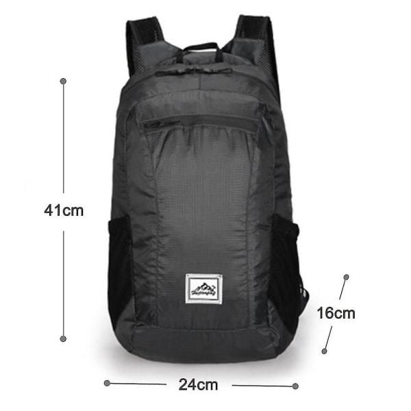 Vikbar ryggsäck Lättviktsryggsäck 20l, vattentät för vandring, svart Xinda