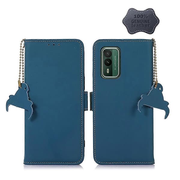 Til Nokia XR21 Læder Magnetisk RFID Læder Telefoncover Blue