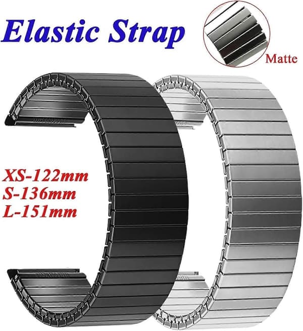 Elastisk urrem i rustfrit stål, strækbar 18 mm sort L151mmCJY