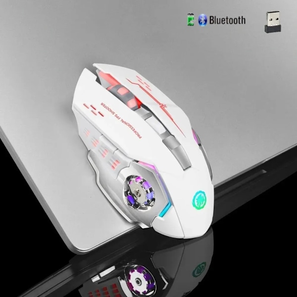 Mus Trådløs Genopladelig Gaming Mus 7 LED Lys 6 Knapper 3 DPI Niveauer til Laptop PC Gamer Desktop Chromebook Mac 231216