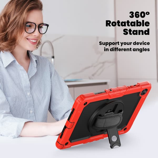 Samsung Galaxy Tab A9+ / A11+ Silicone + PC Case with Shoulder Strap Röd