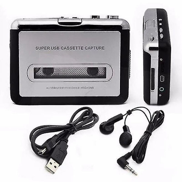 Bærbar kassetteafspiller og walkman lydkassettebånd til mp3 konverter, konverter walkman kassette til mp3 via usb, båndoptager til kassette