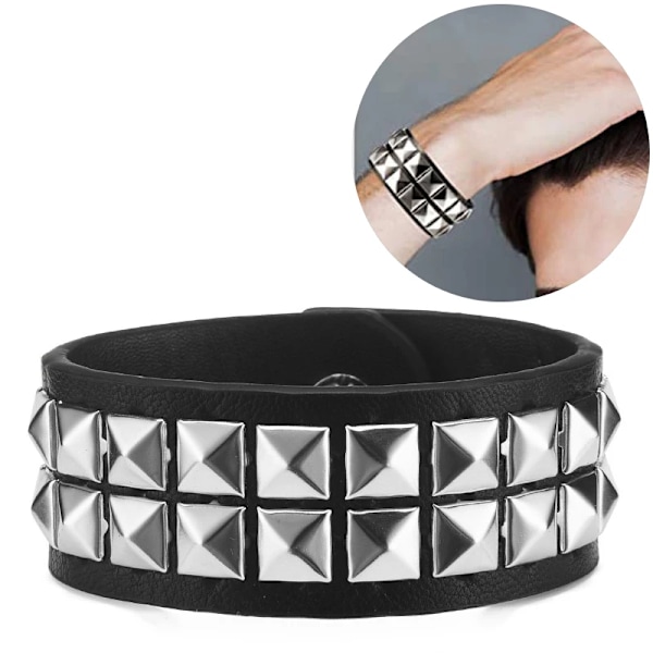 Dambälte Punk Hårdvara Jeansbälte Fyrkantiga Pärlor Nitar Bälte Svart Harajuku Midjeband Öljetter Spänne Män Metall Dekoration Bälte Armband 02 Wristband 02 110cm