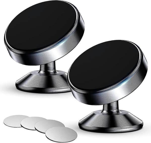 [2-pak] Magnetisk telefonholder 360 justerbar (sort)