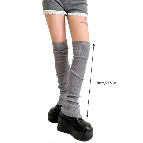 Ribbed Over-the-Knee Socks with Button-Split Pattern for Everyday Wear and Performances Thigh-High Long Socks CJY White