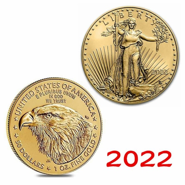 Gullbelagt samleobjekt Statue Liberty Souvenir Usa Myntsamling Gave eagle head gold