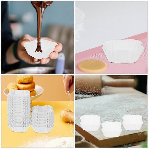 2000 stk. Cupcake Papirforme Fødevaregodkendt Papir Dessertkopholdere Bageforme Muffinforme (Stor) White 6.50X6.50X2.50CM