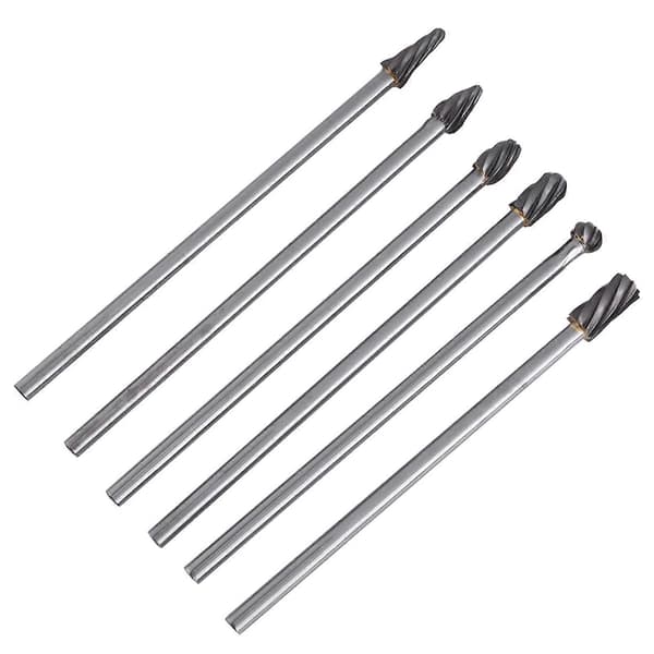 Wolframcarbid roterende fræser sæt - 6 stk., 6 mm skaft, 10 mm skærediameter