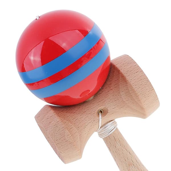 Kendama Stripes Trækugle Fangstspil Trælegetøj Red Blue 18x7.2x6cm