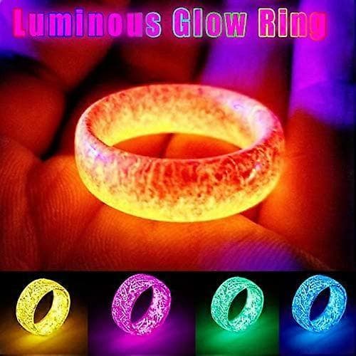 Lysande Ring som Glöder i Mörkret Unisex Dekoration Fluorescerande Ring Smycken för Kvinnor Män, Blå Blue 6