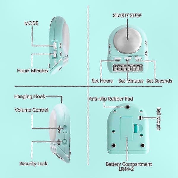 Digital timer väckarklocka med nedräkning, vågformad design för kök och matlagning