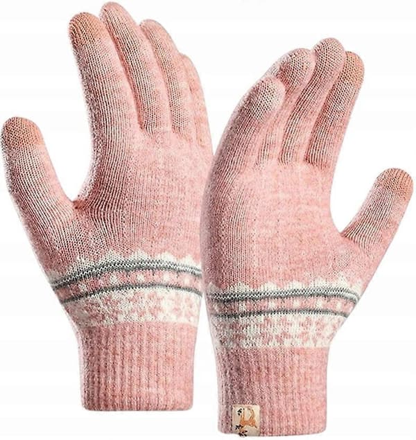 Touchhandsker Nordisk Mønster Vinter Varme Isolerede Handsker til Kvinder pink universal