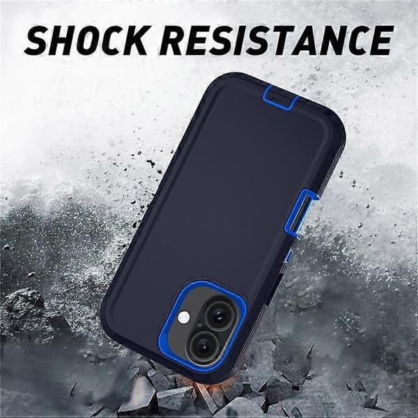 Kompatibel med iPhone 16 Plus-deksel avtakbart PC+TPU fallsikkert bakdeksel DarkBlue