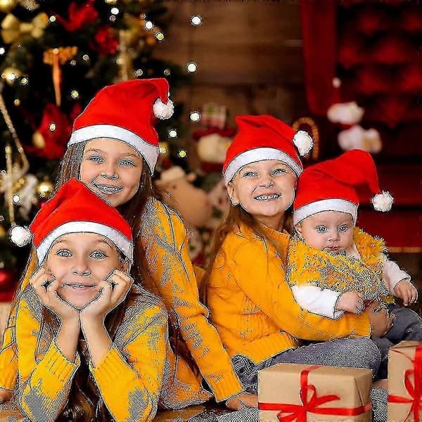 Julhatt 12-pack - Plyschtomteluvor för julfester CJY