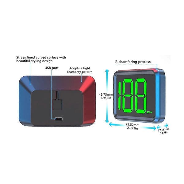 GPS-hastighedsmåler til bil universal MPH-hastighedsmåler USB-forbindelse digital hastighedsvisning heads-up til al