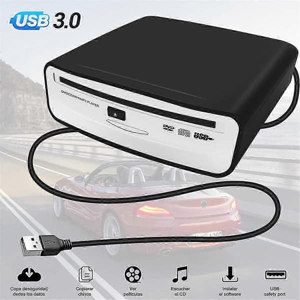 Universal Bärbar Extern CD-spelare för Bil, Ansluts till Bilens USB-port
