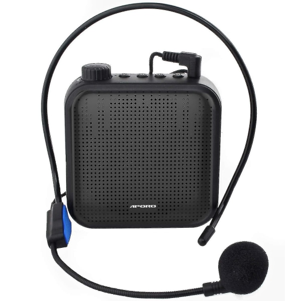 Stemmeforsterker, oppladbart Pa-system med kablet mikrofon for lærere, turguide og mer (svart)