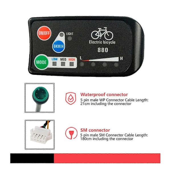 LED Display Kontrolpanel til KT Controller, Elektrisk Cykel EBike 880 LCD Skærm Waterproof connector