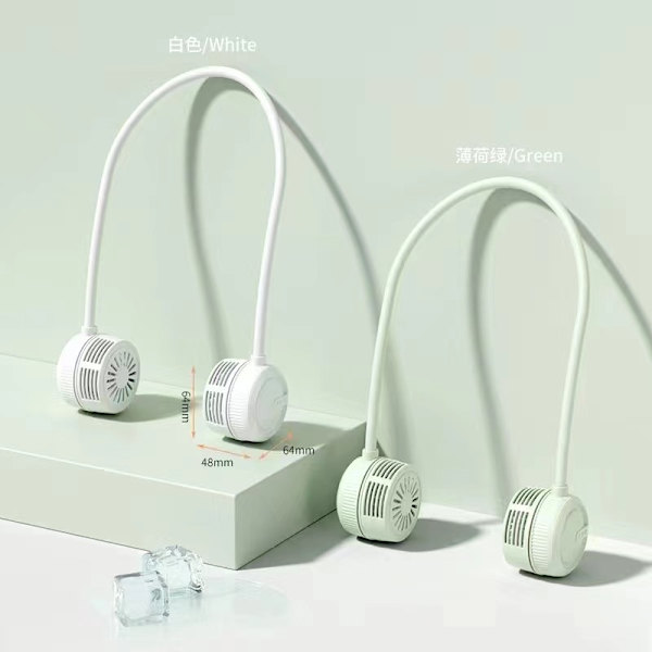 Foldbar genopladelig nakkehængeventilator sport doven bærbar husholdnings lille ventilator bladløs kølende sommer bladløs ventilator green