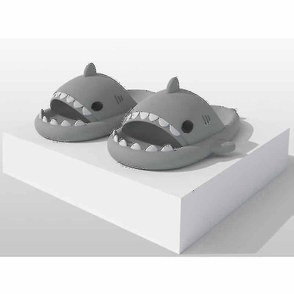 Shark Tossut Liukumattomat Suihku Kylpyhuone Tohvelit Pehmeät Kesä Slide Sandaalit Tytöille ja Pojille Uusi 36 37 grey