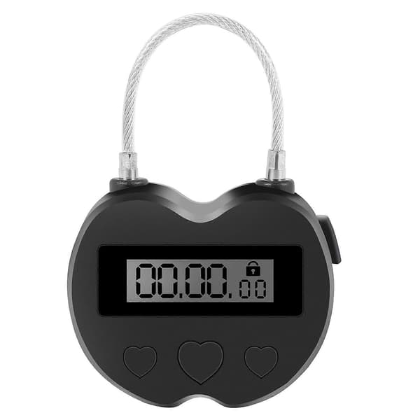 Smart Time Lock LCD-skjerm Tidlås Multifunksjon Reise Elektronisk Timer, Vanntett USB Oppladbart black