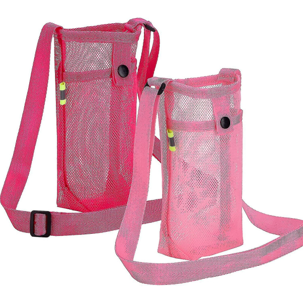 2 stk vandflaskeholder vandflaskeholder med justerbar skulderrem til sport Vandreture Camping Pink x Rose Pink