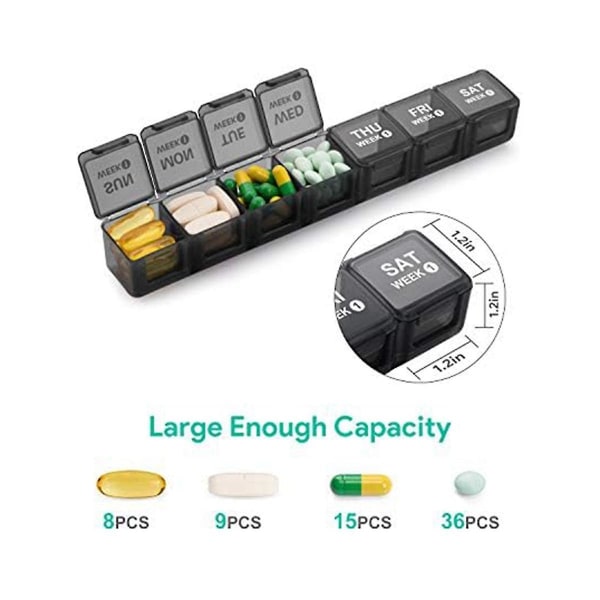 Månedlig Pilleorganiser 28 Dages Pilleboks Organiseret Efter Uge, 4 Ugers Pilleæsker Med Støvsikkert Beholder
