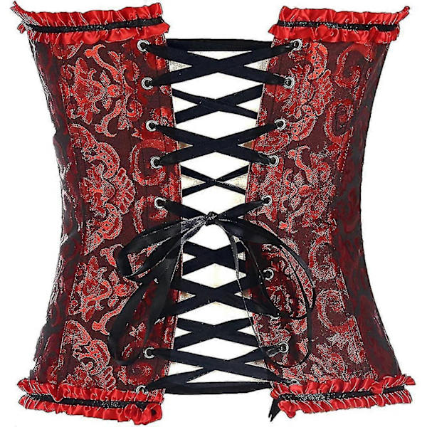 Szivyshi Naisten Yläosa Ylirintainen Sydämen Muotoinen Nauhakiinnitys Muoviset Luut Korsetti Bustier Red and Black 5*L Plus