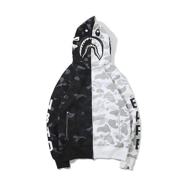 Shark Ape Bape Hoodie Camo Print Polyester Trøje Casual Løstsiddende Lynlås Hoodie Jakke Til Mænd Kvinder Raoliang